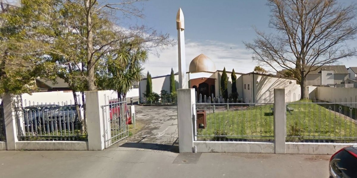 A view of one of the attacked Mosques- Al Noor Mosque on Deans Avenue in Christchurch, New Zealand